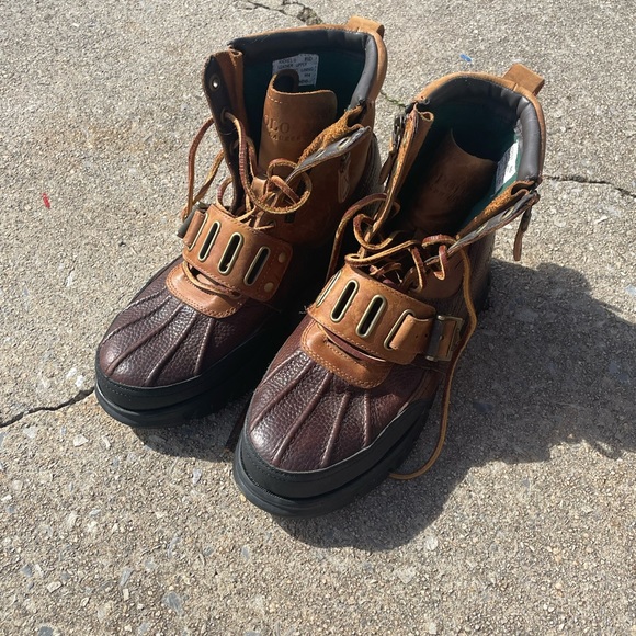 Polo Ralph Lauren Andres iii Lace Up buckle combat boots Sz 8 1/2 - Picture 2 of 10